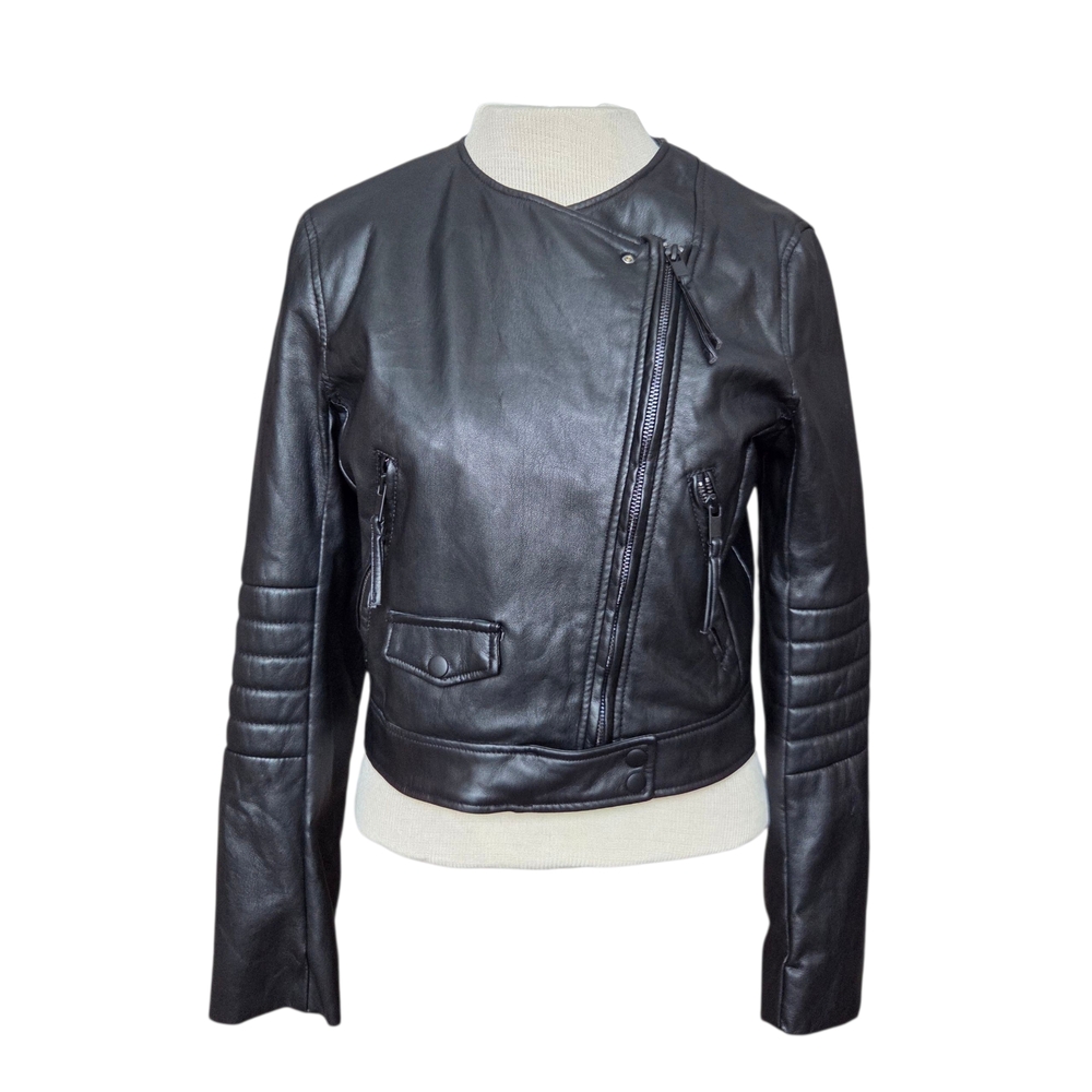 H&M Faux Leather Moto Jacket Size-10